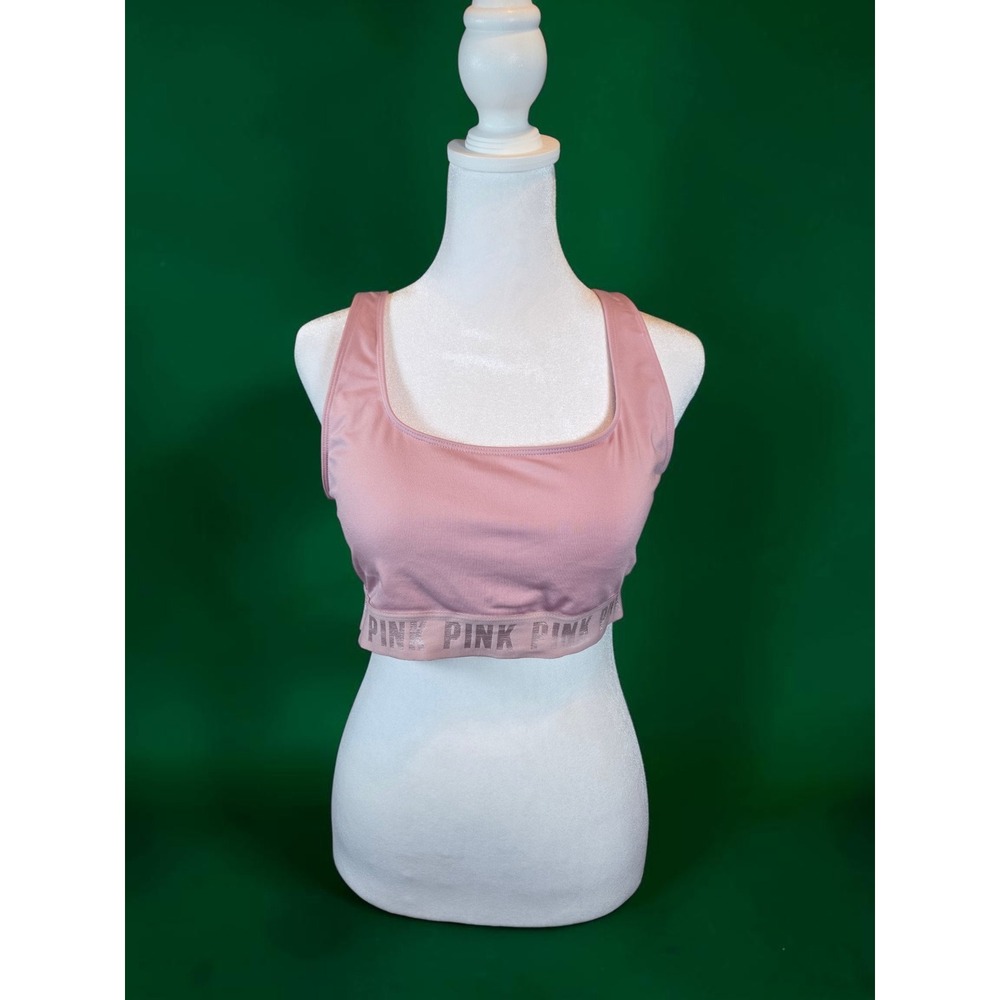 Victorias Secret PINK Ultimate Sports Bra Dusty Rose Logo Band Large